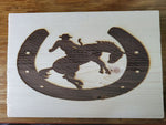 065642-Bronc Rider Wood Plaque