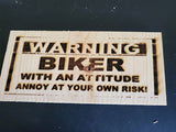 102930-Biker Warning Wood Plaque