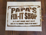 111355 Papa's Shop Wood Plaque