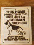 124926 Warning German Shepard Wood Plaque