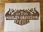 150411-Harley Flames Wood Plaque