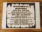 171454 Shop Hours Wood Plaque