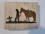 194007 In Memory Cowboy Wood Plaque