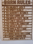 200234 Barn Rules Wood Plaque