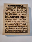 200307 Family Rule Wood Plaque