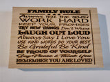 200307 Family Rule Wood Plaque